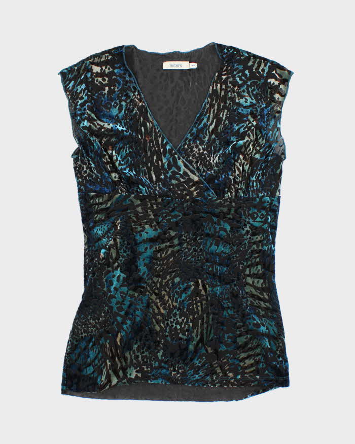 Y2k 00s Ricki's Velvet Animal Print Top - M