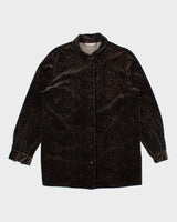 Vintage 90s Tan Jay Velvet Leopard Heavyweight Blouse - M