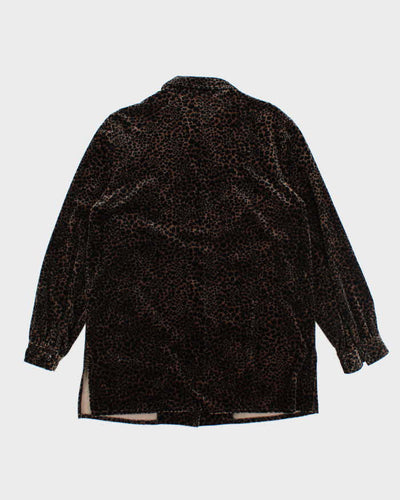 Vintage 90s Tan Jay Velvet Leopard Heavyweight Blouse - M