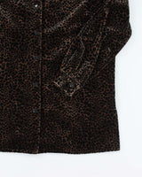 Vintage 90s Tan Jay Velvet Leopard Heavyweight Blouse - M