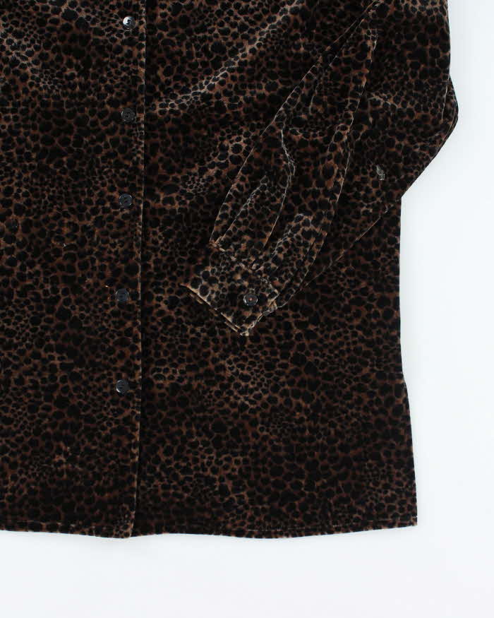 Vintage 90s Tan Jay Velvet Leopard Heavyweight Blouse - M