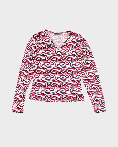 Y2k 00s Mexx Swirl Pattern Top - S