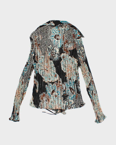 Vintage 90s Arcadia Mesh Ruffe Blouse - M