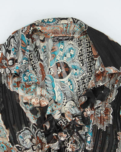 Vintage 90s Arcadia Mesh Ruffe Blouse - M