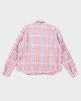 Vintage Checked Seersucker Blouse - M