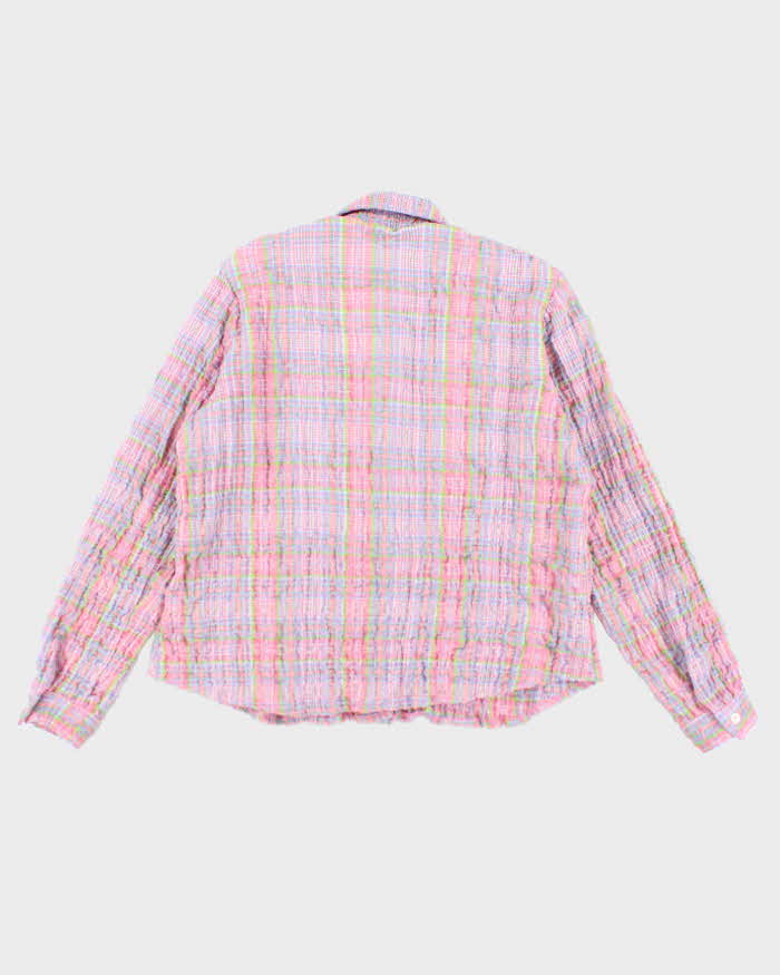 Vintage Checked Seersucker Blouse - M