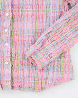 Vintage Checked Seersucker Blouse - M