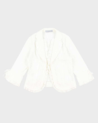 Vintage Anthea Crawford Ruffle Tie-Up Blouse - M