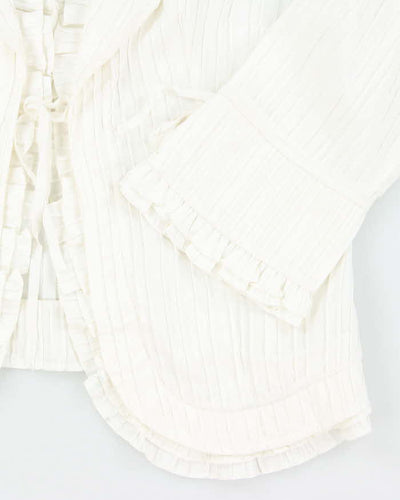 Vintage Anthea Crawford Ruffle Tie-Up Blouse - M