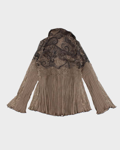Vintage 90s Laura Brown Ruffle Blouse - S