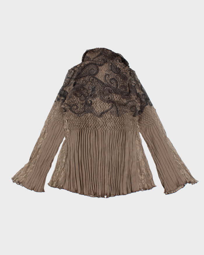 Vintage 90s Laura Brown Ruffle Blouse - S