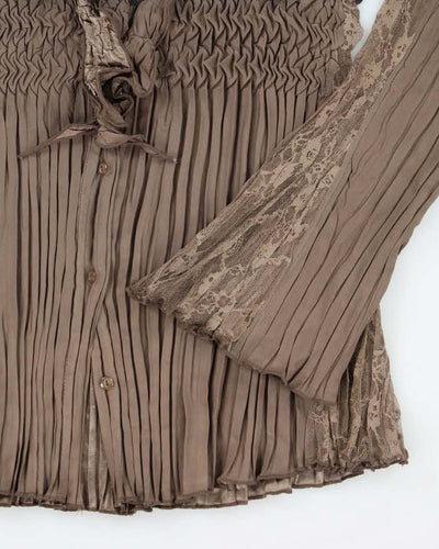 Vintage 90s Laura Brown Ruffle Blouse - S