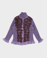 Vintage 90s Purple Satin Ruffle Blouse - M