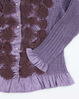 Vintage 90s Purple Satin Ruffle Blouse - M