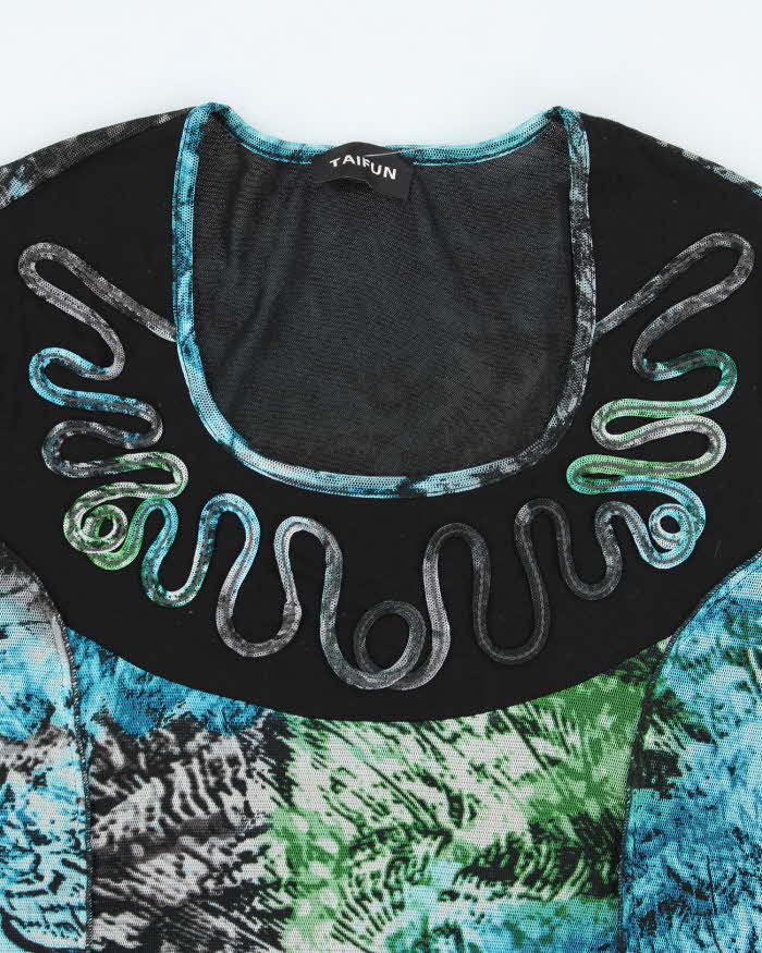 Y2k 00s Taifun Pattern Mesh Top - M