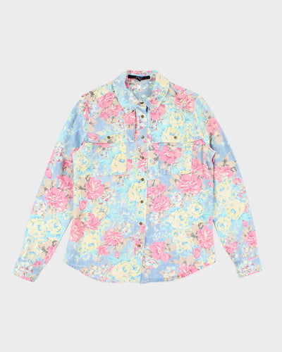 Y2k 00s Guess Floral Long Sleeve Shirt - S