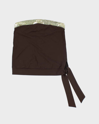 Y2k 00s Brown Sleeveless Sequin Top - M