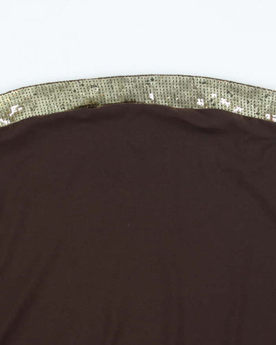 Y2k 00s Brown Sleeveless Sequin Top - M