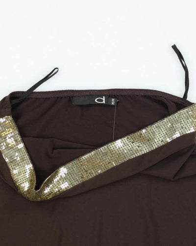 Y2k 00s Brown Sleeveless Sequin Top - M