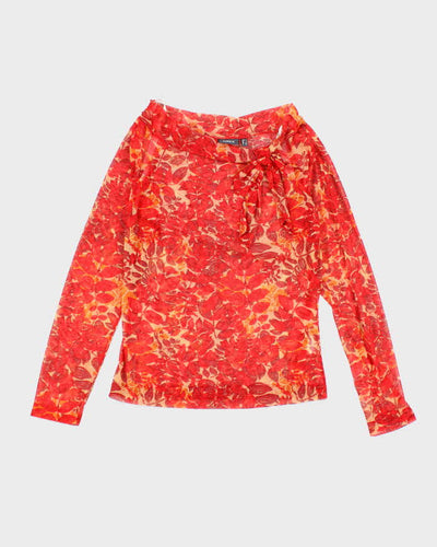 Y2k 00s Mexx Mesh Pattern Long Sleeve Top - L