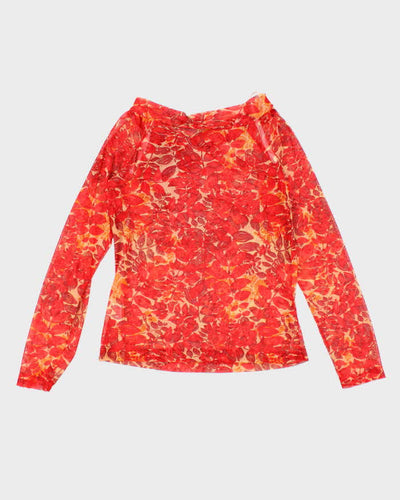 Y2k 00s Mexx Mesh Pattern Long Sleeve Top - L