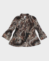 Vintage Y2k 00s Sash Animal Print Mesh Blouse - M