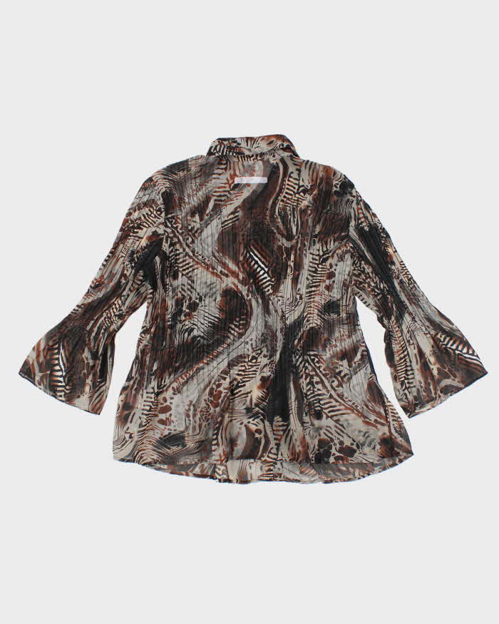 Vintage Y2k 00s Sash Animal Print Mesh Blouse - M