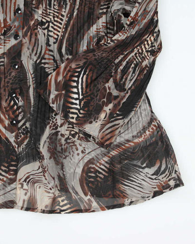 Vintage Y2k 00s Sash Animal Print Mesh Blouse - M