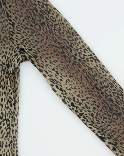 Y2k 00s Guess Leopard Print Mesh Blouse - L