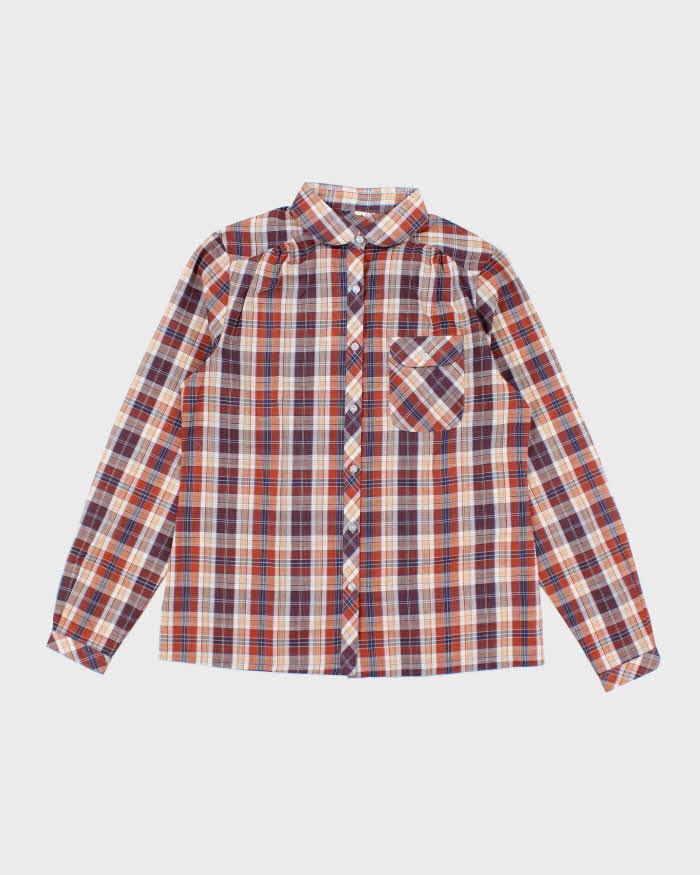 Vintage 80s Brown Checked Shirt - L