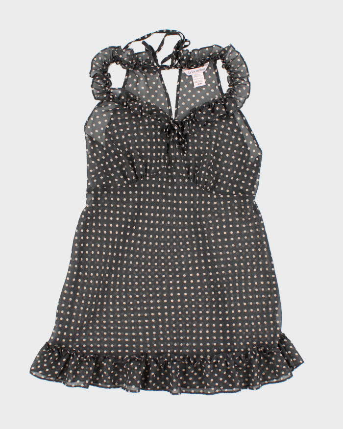 Vintage Y2k 00s La Vie En Rose Polka Dot Mesh Top - M