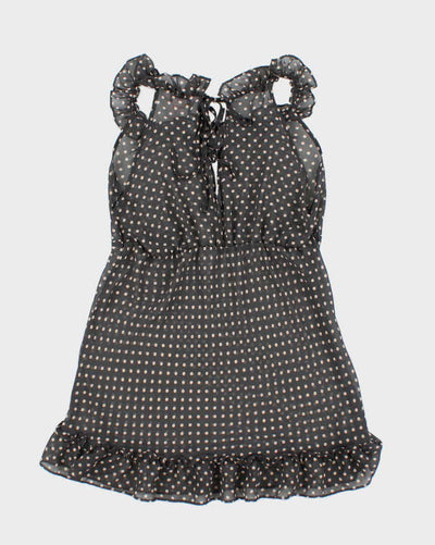 Vintage Y2k 00s La Vie En Rose Polka Dot Mesh Top - M