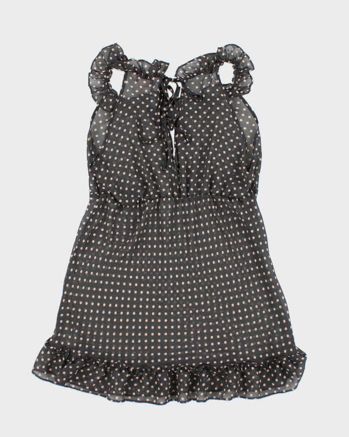 Vintage Y2k 00s La Vie En Rose Polka Dot Mesh Top - M