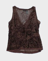 Vintage 90s City Brown Silk Blend Top - M