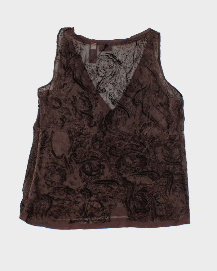 Vintage 90s City Brown Silk Blend Top - M