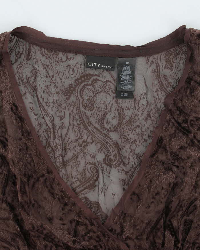 Vintage 90s City Brown Silk Blend Top - M