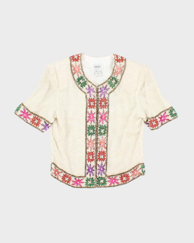Vintage Armani Collezoni Beaded Silk Blouse - S