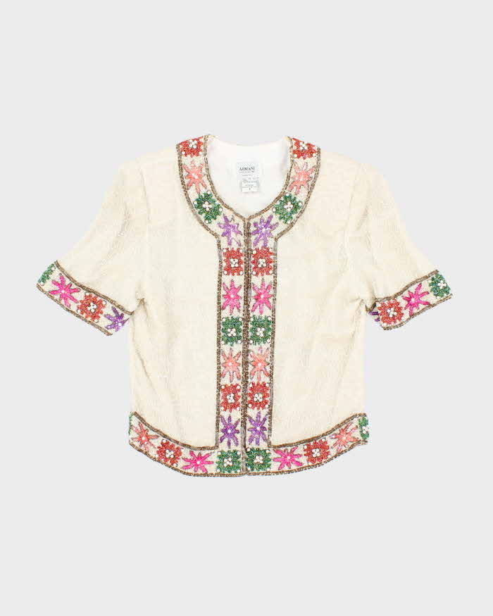 Vintage Armani Collezoni Beaded Silk Blouse - S