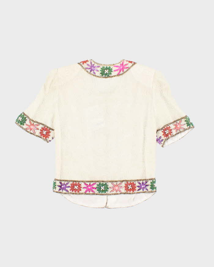 Vintage Armani Collezoni Beaded Silk Blouse - S