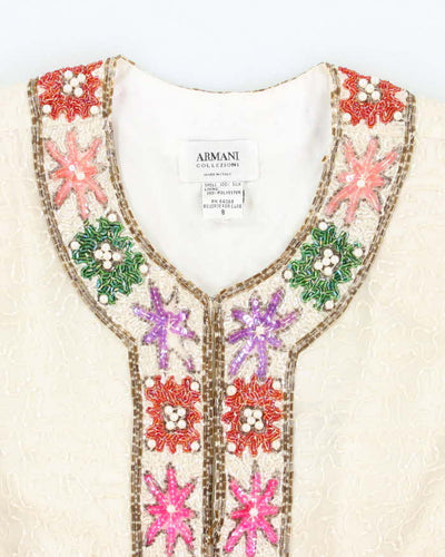 Vintage Armani Collezoni Beaded Silk Blouse - S