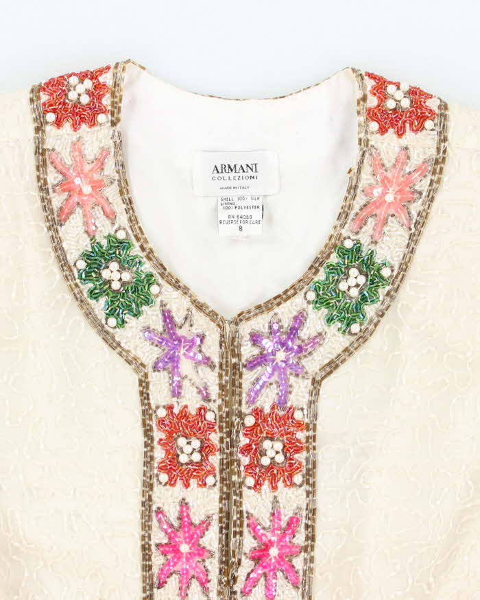 Vintage Armani Collezoni Beaded Silk Blouse - S