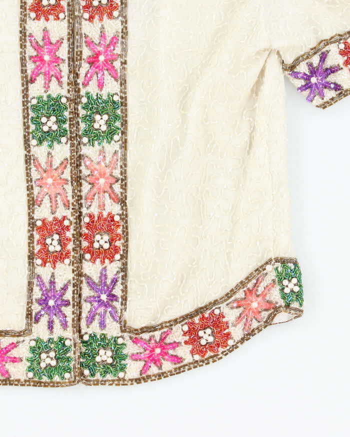 Vintage Armani Collezoni Beaded Silk Blouse - S