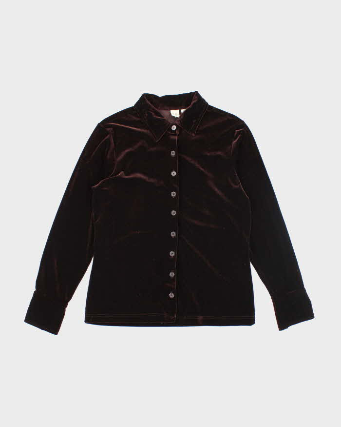 Vintage 90s Gap Brown Velvet Blouse - M