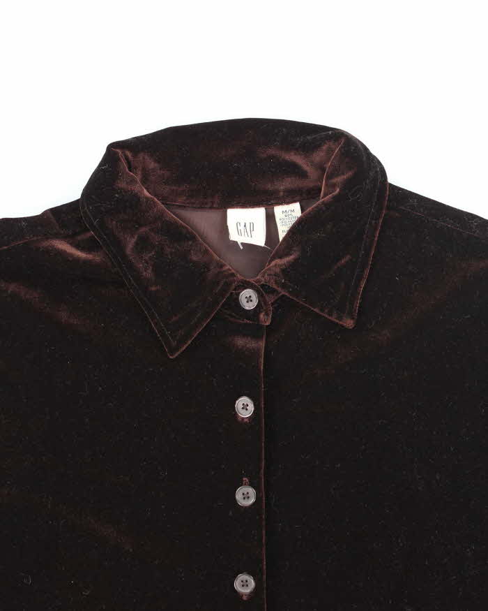Vintage 90s Gap Brown Velvet Blouse - M