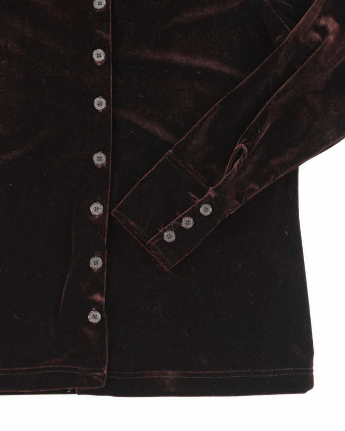 Vintage 90s Gap Brown Velvet Blouse - M