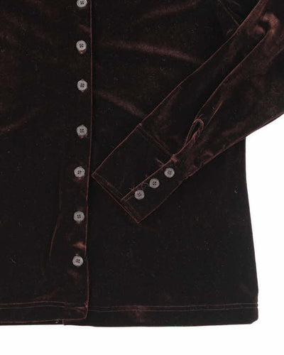 Vintage 90s Gap Brown Velvet Blouse - M