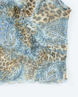 Vintage Y2k 00s Leopard Print Mesh Ruffle Cami - L
