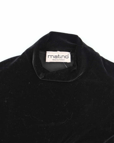 Vintage 90s Matino Black Velvet Top - S