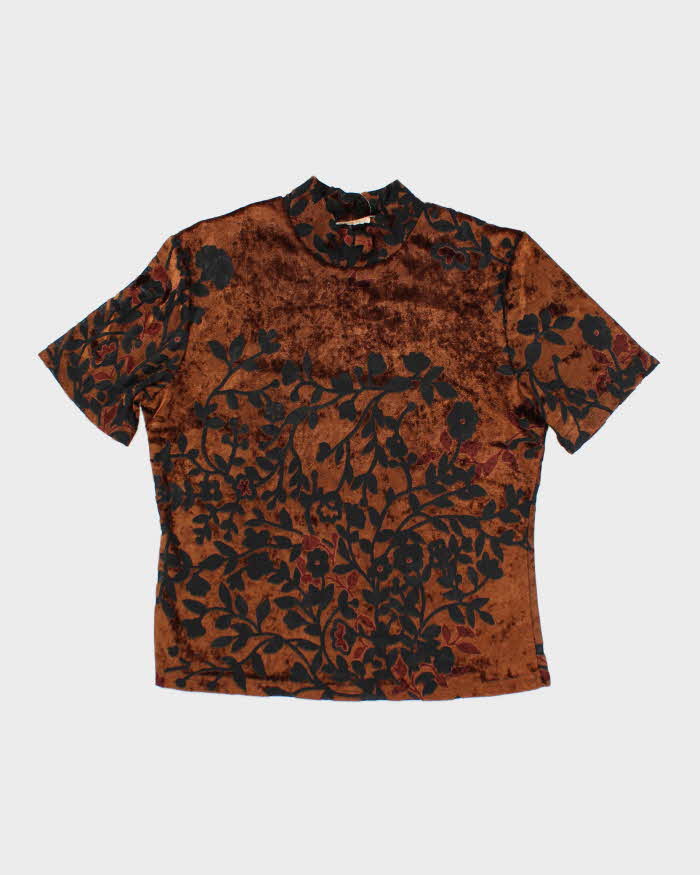 Vintage 90s Como Mesh &amp; Velvet Top - M