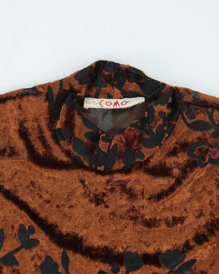 Vintage 90s Como Mesh &amp; Velvet Top - M